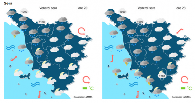 La mappa del meteo per il 7 Aprile notte